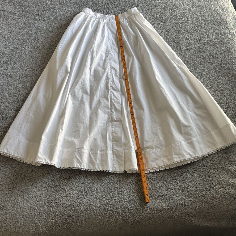 Zara 100% Cotton Poplin Midi Skirt Sz XS White - Picture 5 of 11